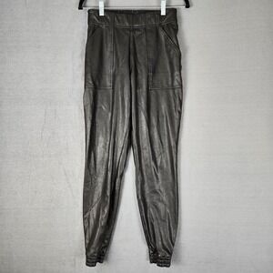 SPANX Faux‎ Leather Pull-on Black Joggers Womens Small Pockets 20283R